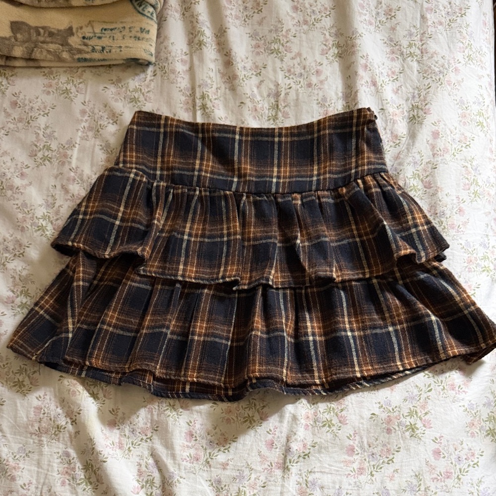 Plaid Tiered Short Skirt